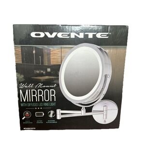 Ovente Wall Mount Mirror Diffused LED Ring Light 8.5" 1X‎ 7 X Magnifying Chrome